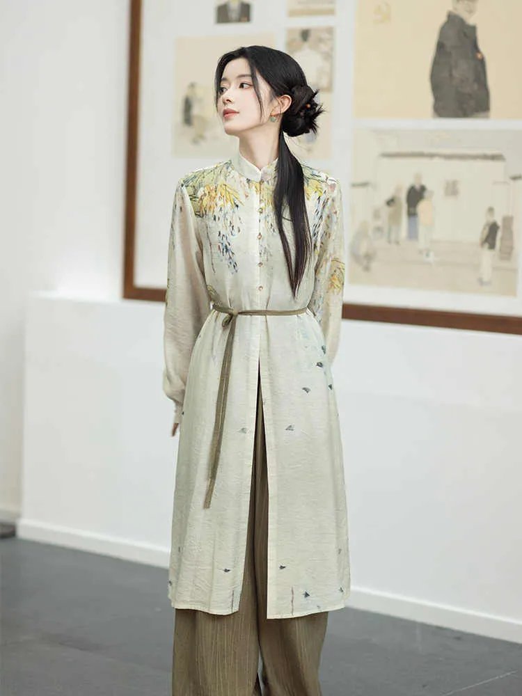 Spring Hanfu&nbsp;Long Shirt Wide-Leg Pants Women