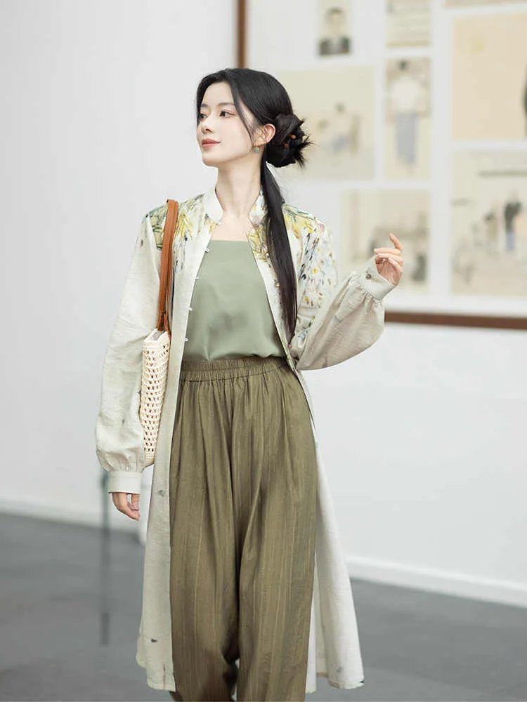 Spring Hanfu&nbsp;Long Shirt Wide-Leg Pants Women