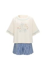 Summer Hanfu Embroidered Blouse and Shorts Set - Image 5