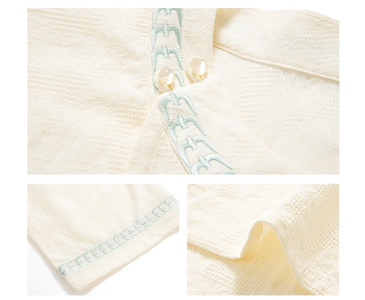 Summer Hanfu Embroidered Blouse and Shorts Set