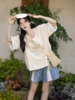 Summer Hanfu Embroidered Blouse and Shorts Set - Image 3