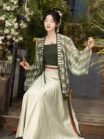 Summer Hanfu Outfit Green 3-Piece Dress Set - Image 4