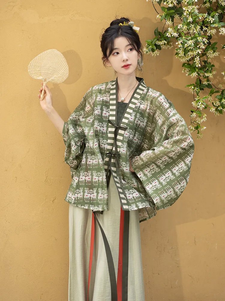 Summer Hanfu Outfit Green 3-Piece Dress Set