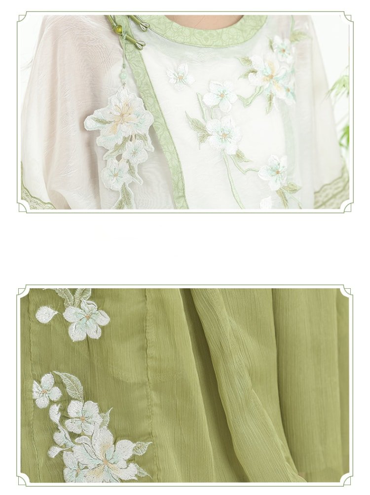 Summer Short Hanfu Dress with Embroidery