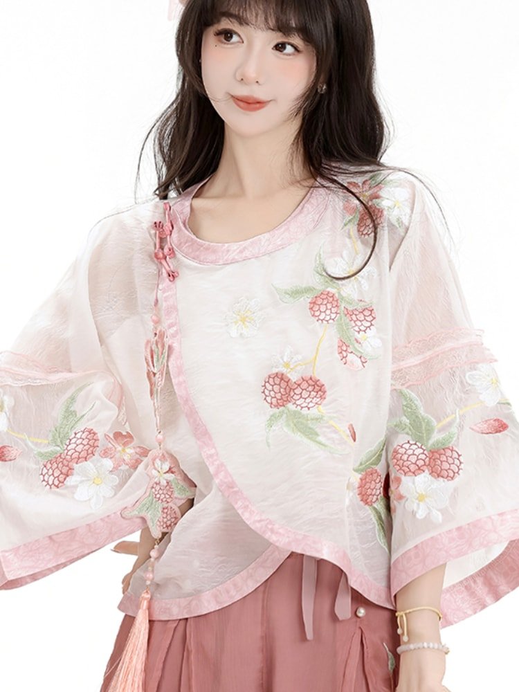 Summer Short Hanfu Dress with Embroidery