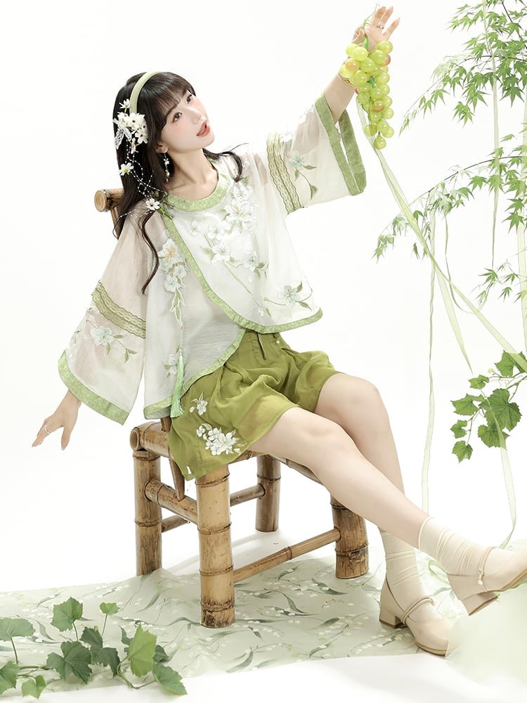 Summer Short Hanfu Dress with Embroidery
