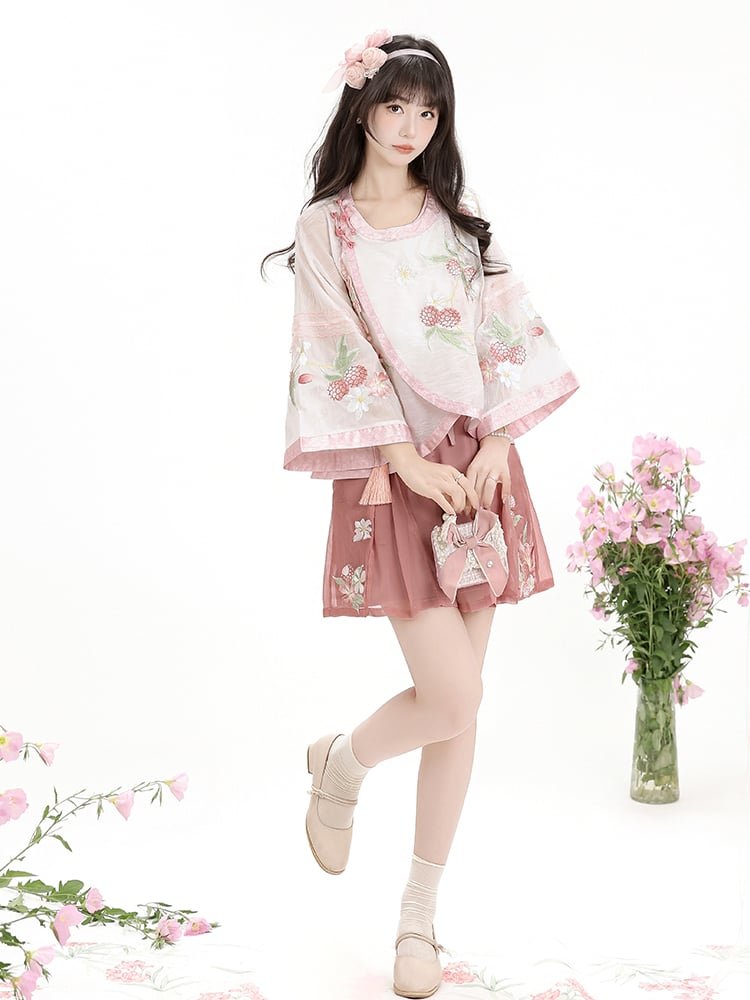 Summer Short Hanfu Dress with Embroidery