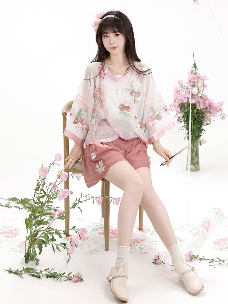 Summer Short Hanfu Dress with Embroidery
