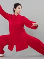 Tai Chi Training Suit Red Linen Martial Arts Uniform - Image 2