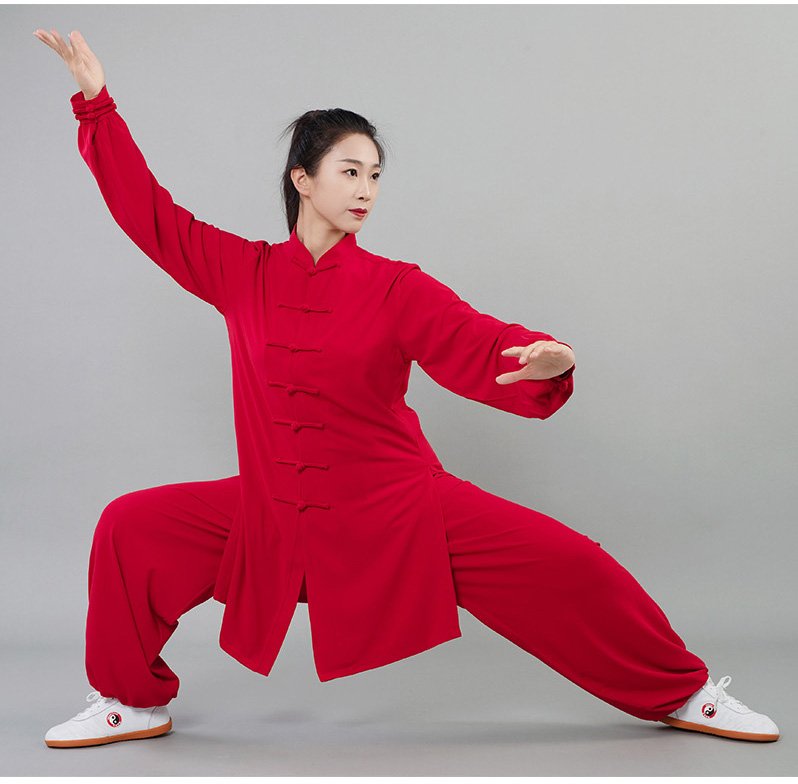 Tai Chi Training Suit Red Linen Martial Arts Uniform