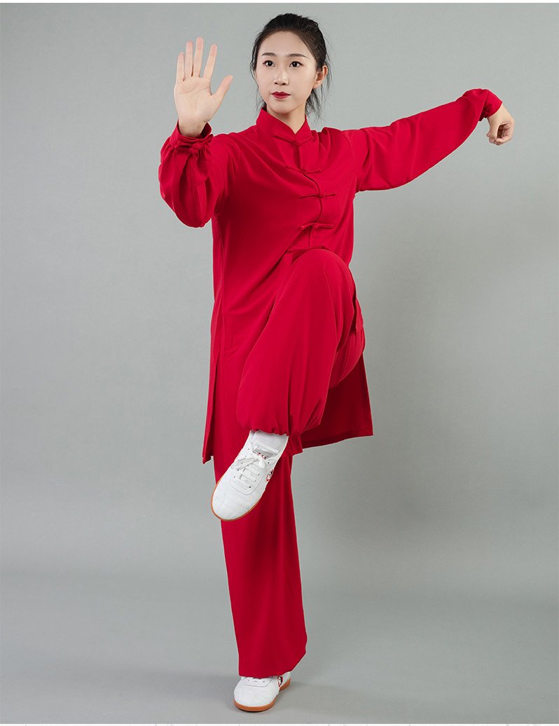 Tai Chi Training Suit Red Linen Martial Arts Uniform