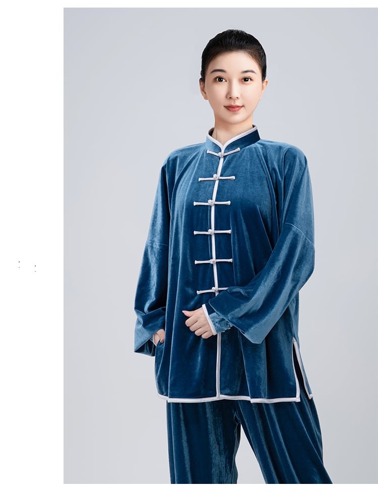 Thick Warm Gold Velvet Women's Tai Chi Clothing