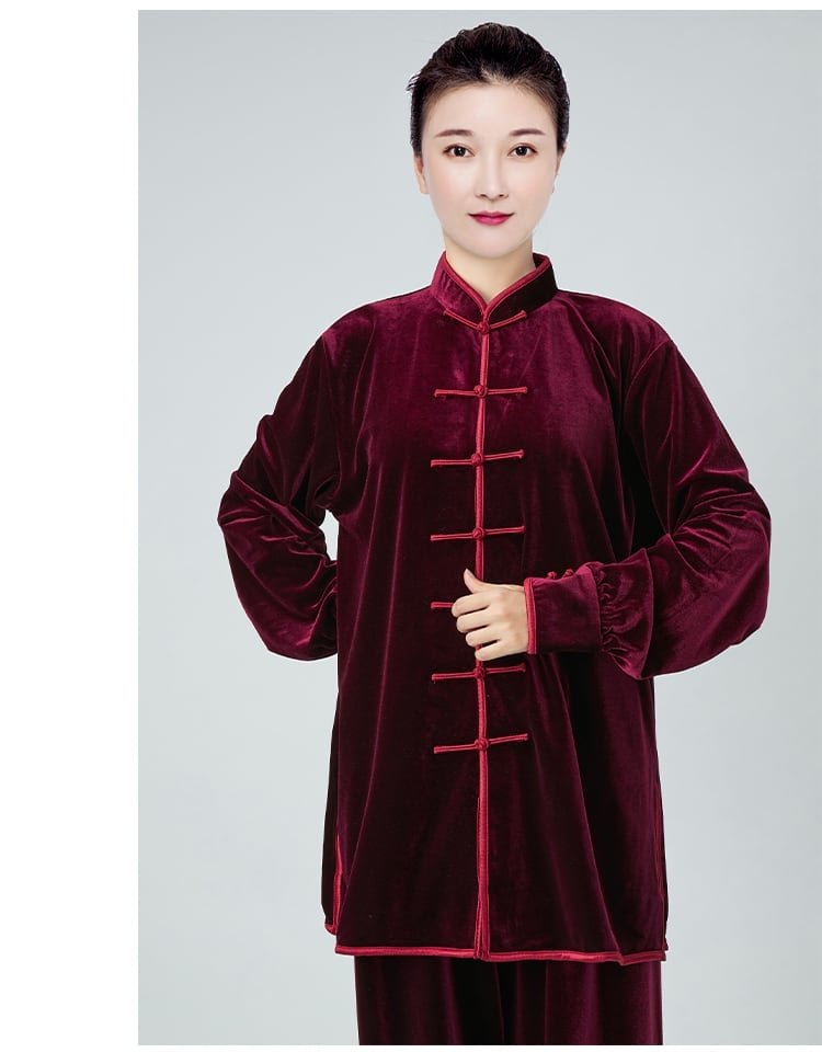 Thick Warm Gold Velvet Women's Tai Chi Clothing
