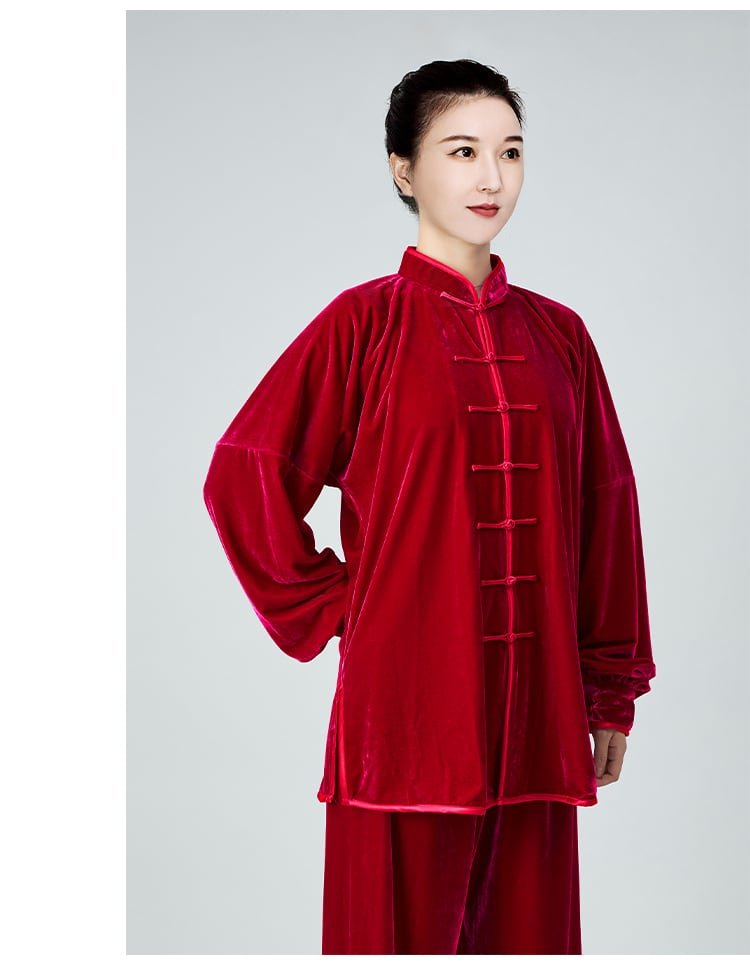 Thick Warm Gold Velvet Women's Tai Chi Clothing