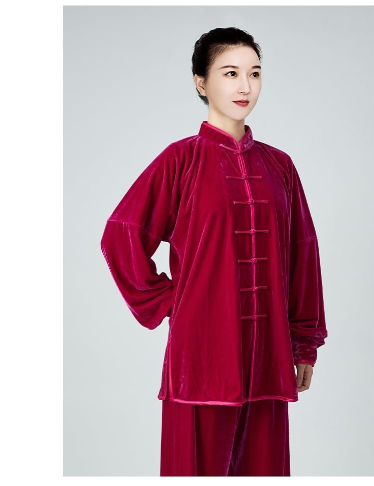 Thick Warm Gold Velvet Women's Tai Chi Clothing
