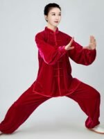 Thick Warm Gold Velvet Women’s Tai Chi Clothing - Image 2