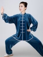 Thick Warm Gold Velvet Women’s Tai Chi Clothing - Image 3