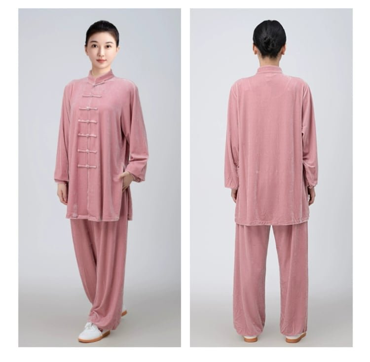 Thick Warm Gold Velvet Women's Tai Chi Clothing