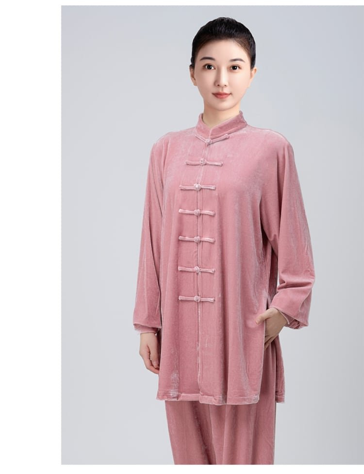Thick Warm Gold Velvet Women's Tai Chi Clothing