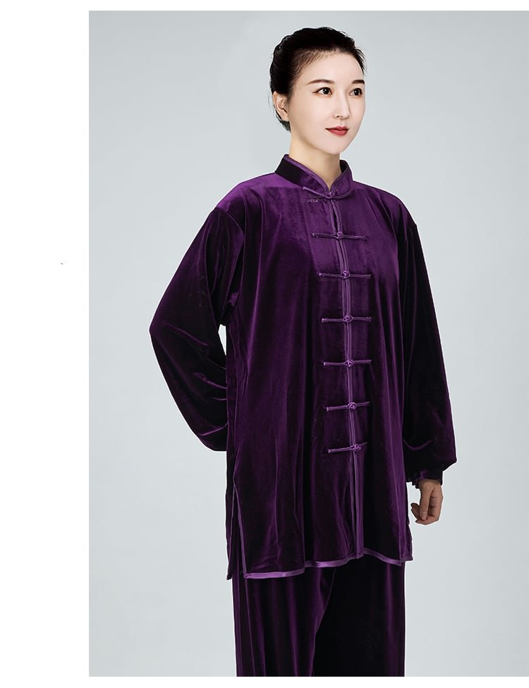 Thick Warm Gold Velvet Women's Tai Chi Clothing
