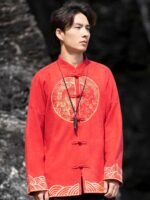 Traditional Chinese Coat Suede Embroidered Jacket - Image 5