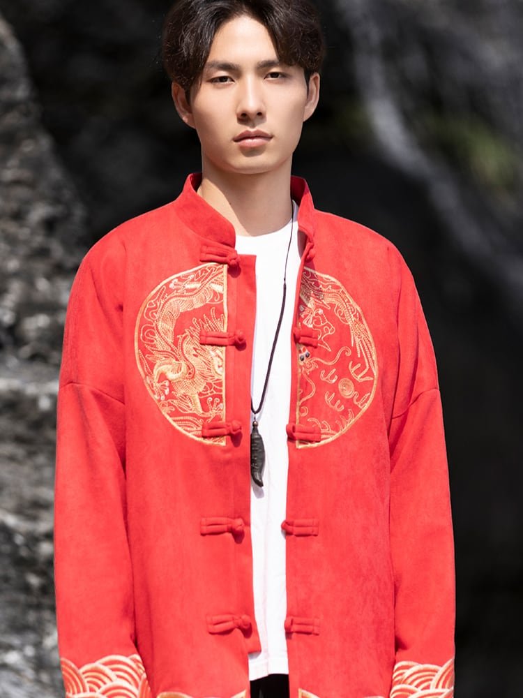 Traditional Chinese Coat Suede Embroidered Jacket