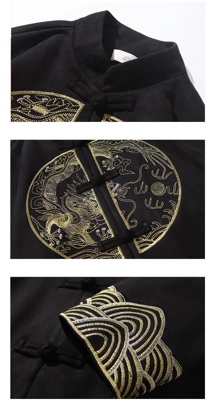 Traditional Chinese Coat Suede Embroidered Jacket