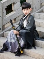 Traditional Chinese Costume Boy Children’s Hanfu Black - Image 2