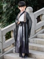 Traditional Chinese Costume Boy Children’s Hanfu Black - Image 3