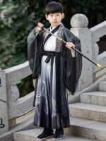 Traditional Chinese Costume Boy Children’s Hanfu Black - Image 4