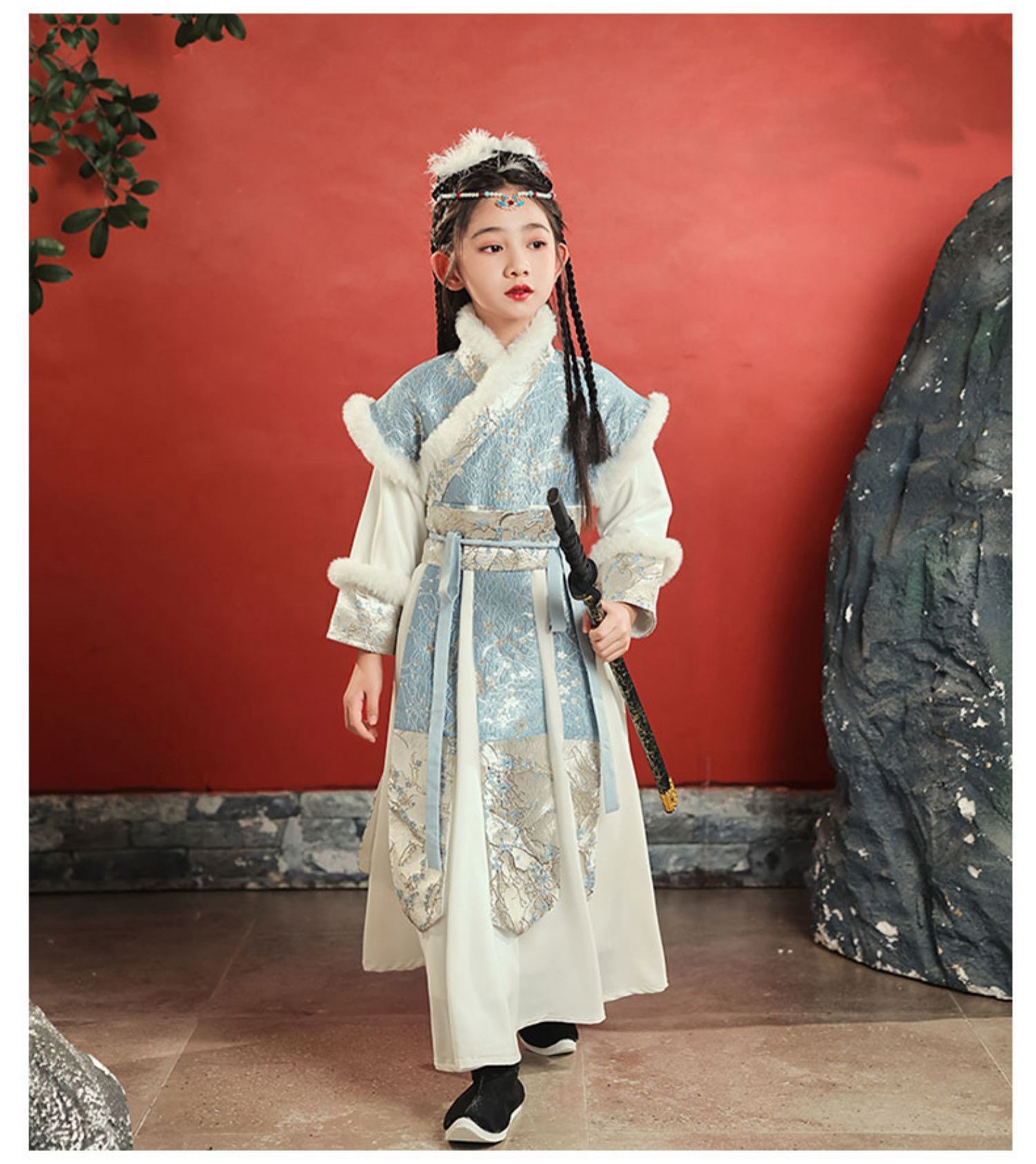 Traditional Chinese New Year Dress Girl's Hanfu Winter