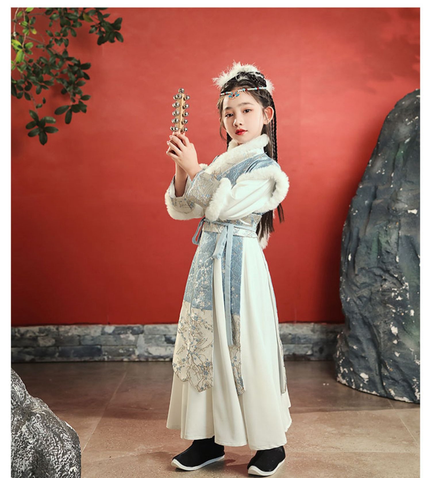 Traditional Chinese New Year Dress Girl's Hanfu Winter