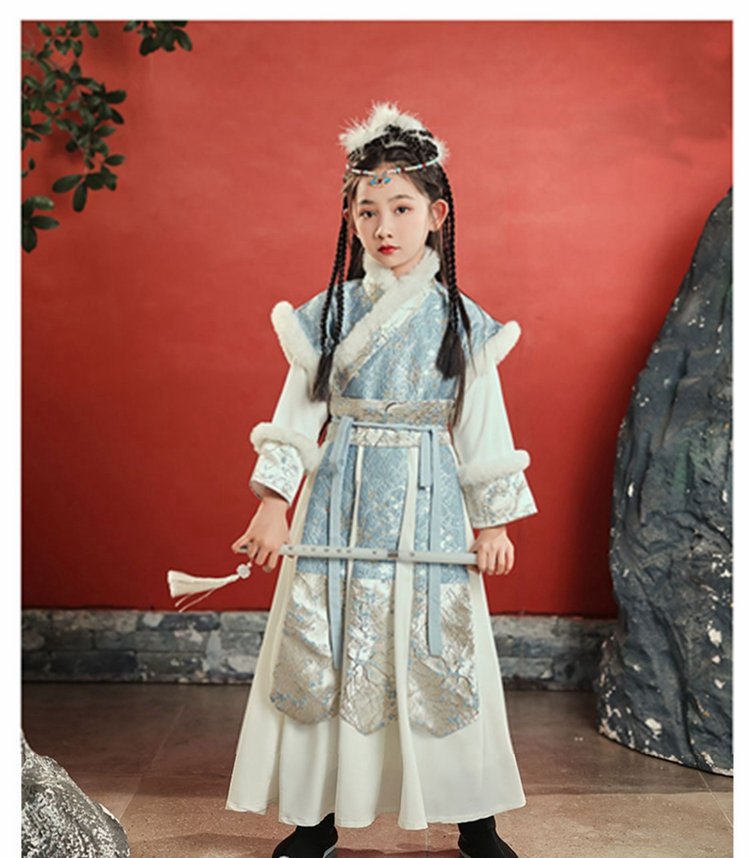 Traditional Chinese New Year Dress Girl's Hanfu Winter
