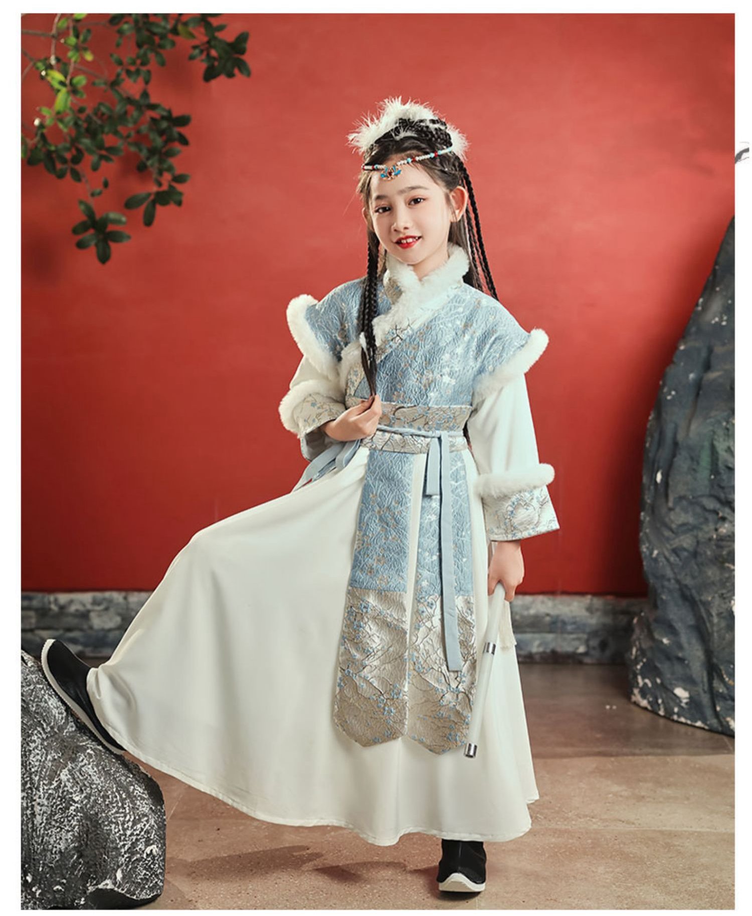 Traditional Chinese New Year Dress Girl's Hanfu Winter
