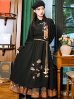 Vintage Black Fall Dress Chinese Modern Hanfu