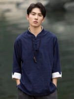 Vintage Shirts Men Chinese Tang Dynasty Shirt
