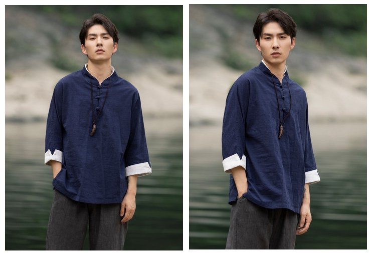 Vintage Shirts Men Chinese Tang Dynasty Shirt