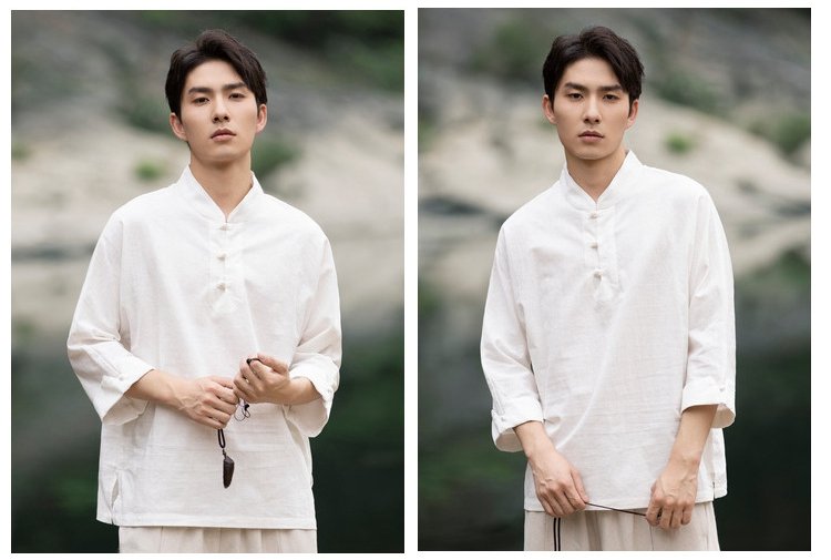 Vintage Shirts Men Chinese Tang Dynasty Shirt