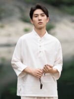 Vintage Shirts Men Chinese Tang Dynasty Shirt - Image 4
