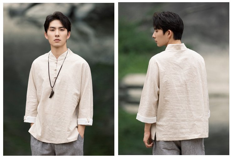 Vintage Shirts Men Chinese Tang Dynasty Shirt