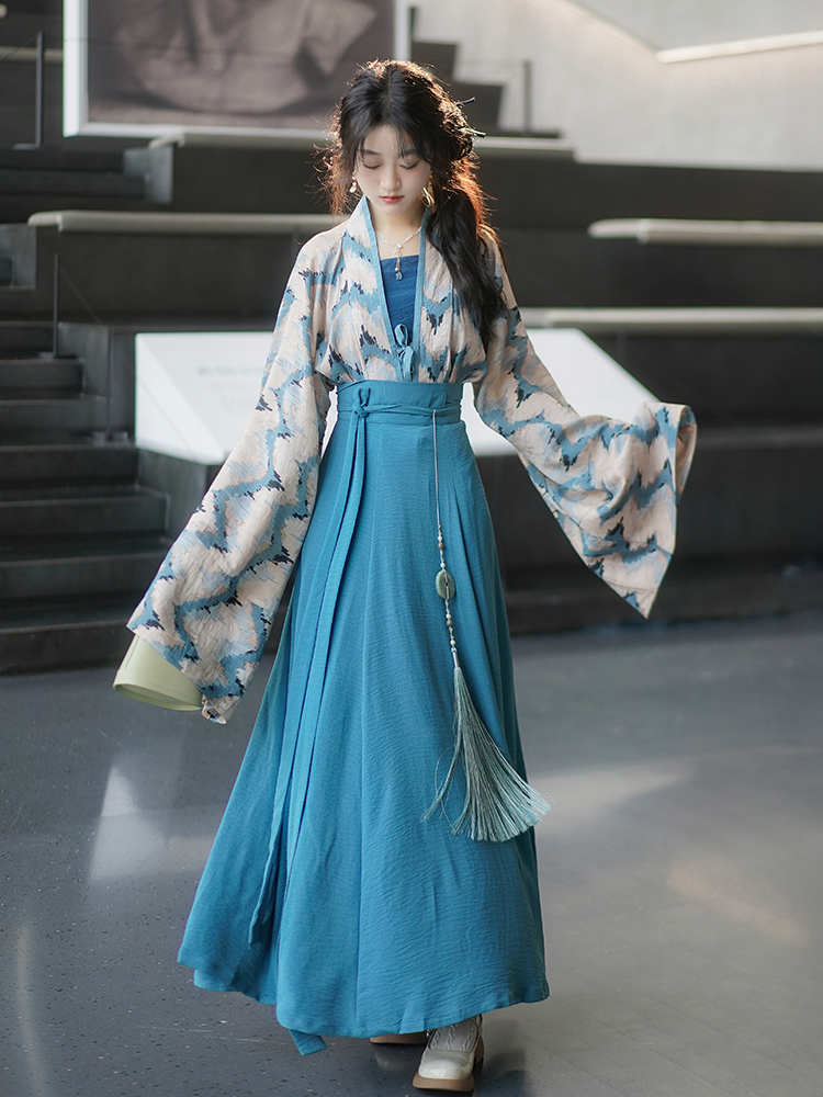 Wei Jin Hanfu Dress Set Blue Daily Hanfu