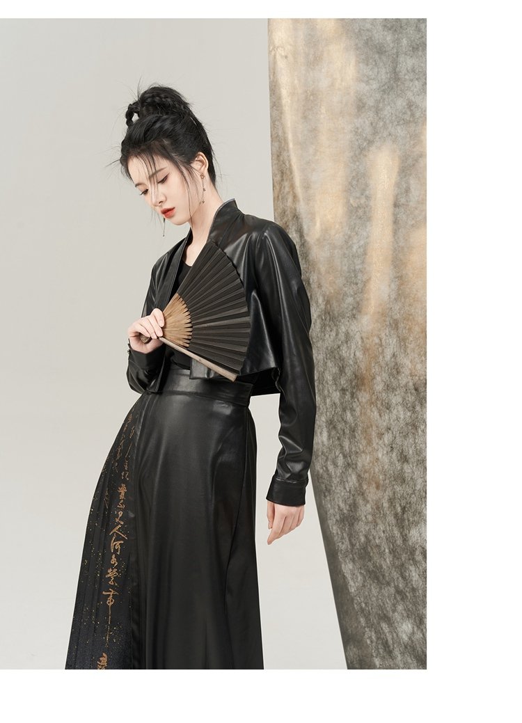 Women Black Dress Ming Dyansty Improved Hanfu