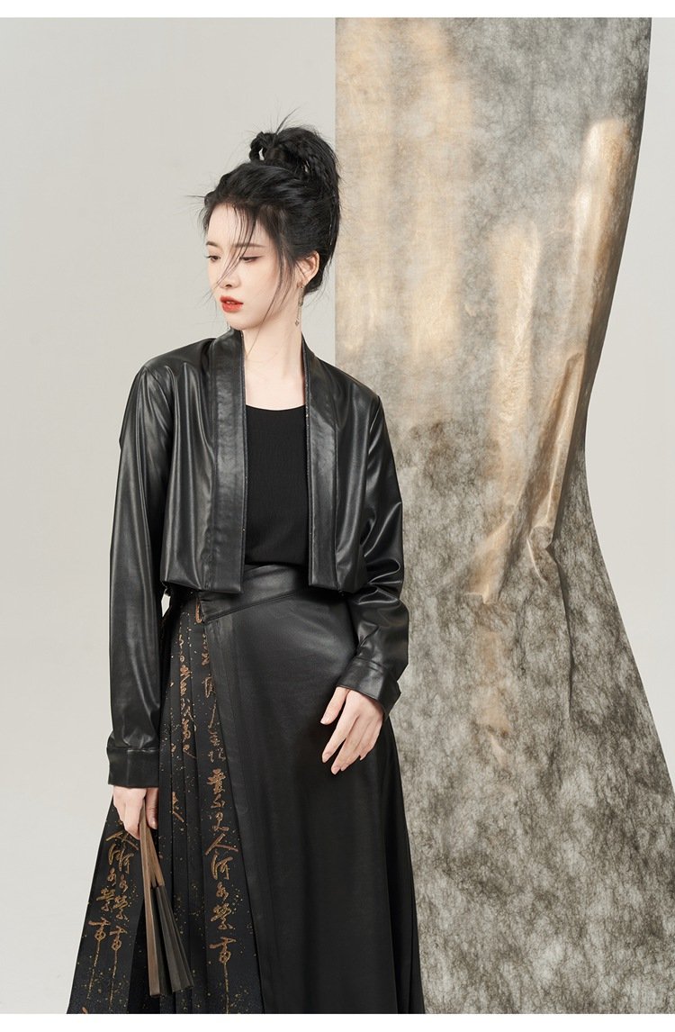 Women Black Dress Ming Dyansty Improved Hanfu