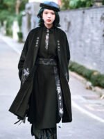 Women Black Skirt Chinese Style Velvet Dress - Image 4
