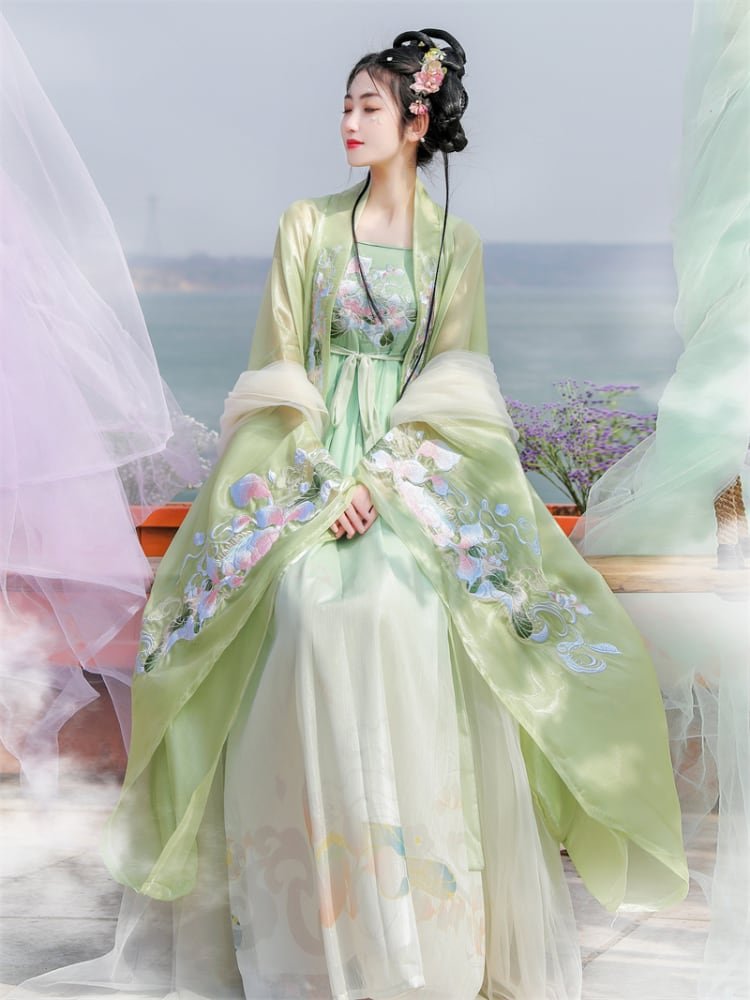 Women Embroidery Hanfu Outfits Chinese Tang Dynasty Dress