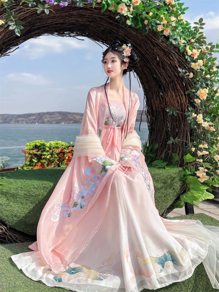 Women Embroidery Hanfu Outfits Chinese Tang Dynasty Dress