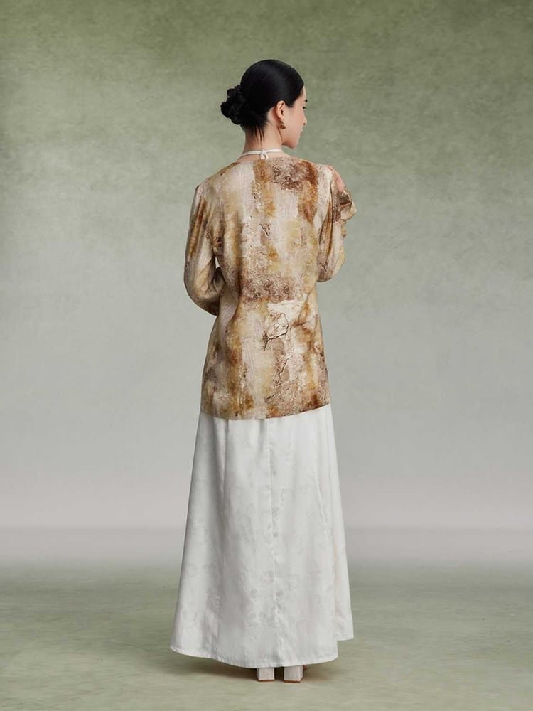 Women Fashion Dress Gradient Printing Shirt