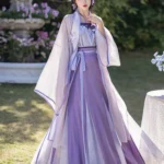 Women Purple Hanfu Chinese Song Dynasty Fashion Dress