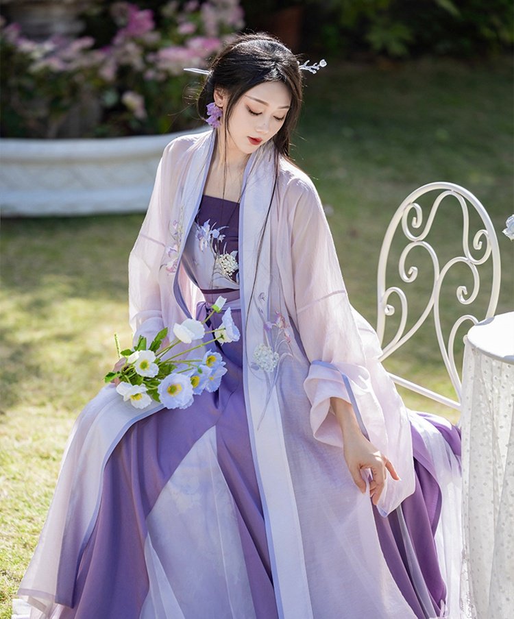 Women Purple Hanfu Chinese Song Dynasty Fashion Dress