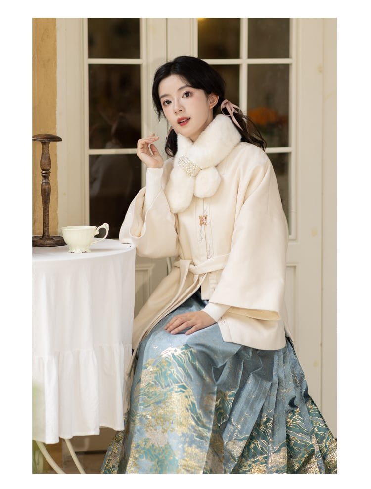Women Winter Dress Fashion Hanfu Plus Velvet Short Coat